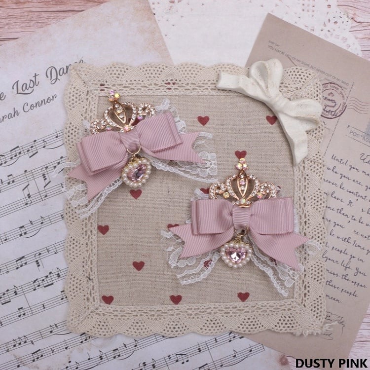 Options Jirai Hairclip with Kei 8 Decor Crown Color Bowknot Lace Rhinestone