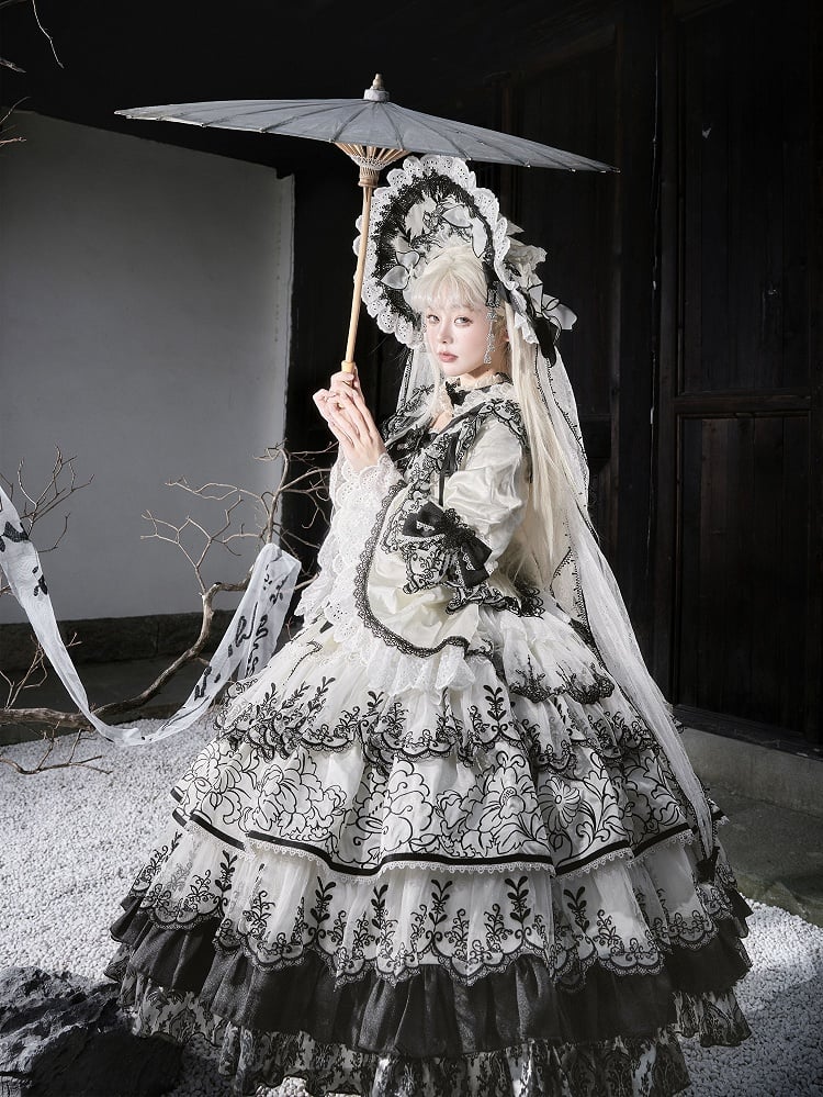 Ink Shimmer Style Butterfly Black White Chinoiserie Fabric and