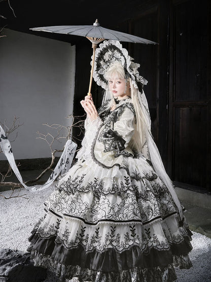 Ink Shimmer Style Butterfly Black White Chinoiserie Fabric and