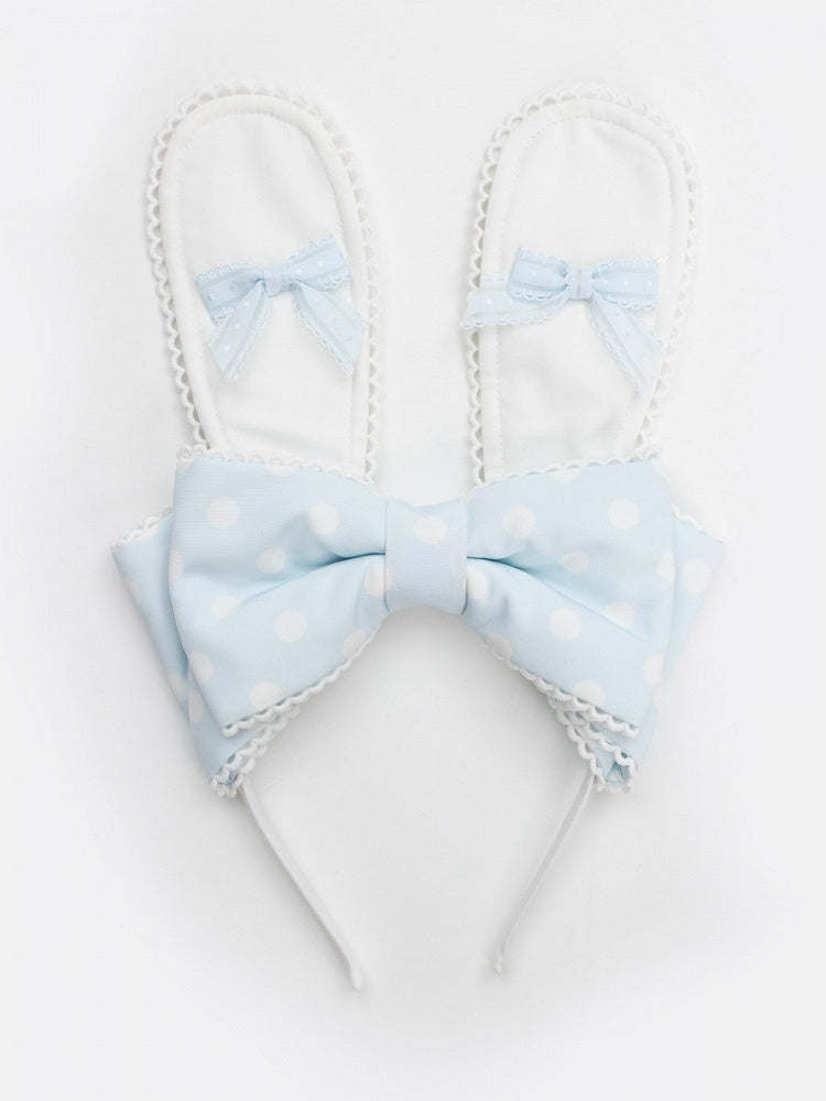 Bunny-Ear Bow Headband with Polka-Dot Pattern in Four Shades - MilkKitten