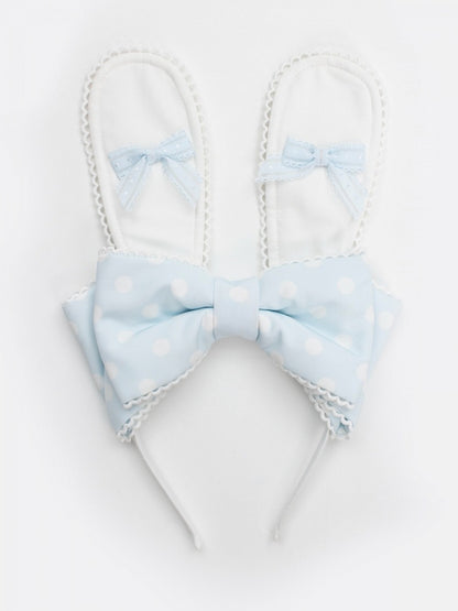 Bunny-Ear Bow Headband with Polka-Dot Pattern in Four Shades - MilkKitten