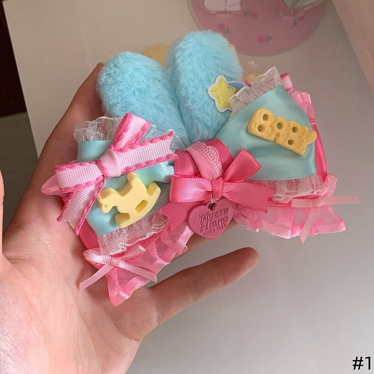 - Hairclip Options Available Dreamy Color Rabbit Candy-Colored 2 Ear Bowknot Lolita