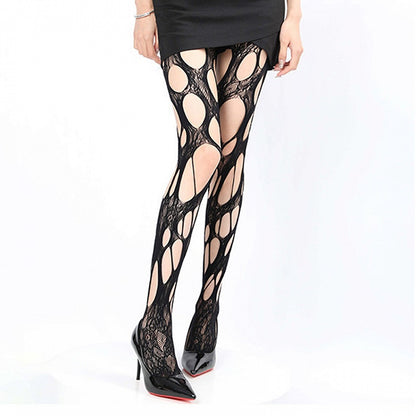 ブラック / ホワイト / グレー / ブラウン カットアウト フィッシュネット タイツ