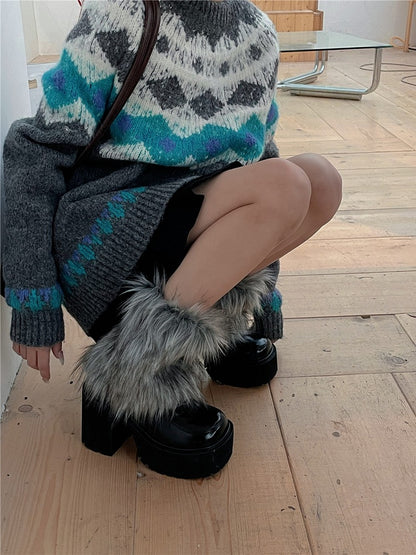 Gray 20CM/30CM/40CM Shaggy Leg Warmers