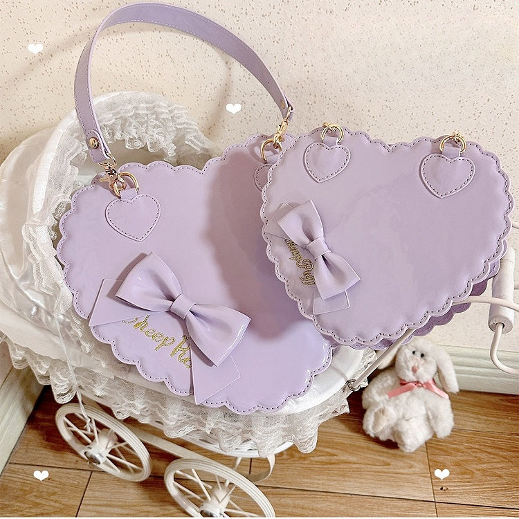 Design Decorative in with Cookie Purple Lolita Featuring Zipper Size Bow Detail and S/L PU Heart for Bag