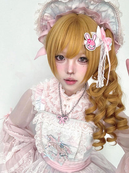 Synthetic Wig Length Ponytail Yellow Double 30CM Claw Clips With