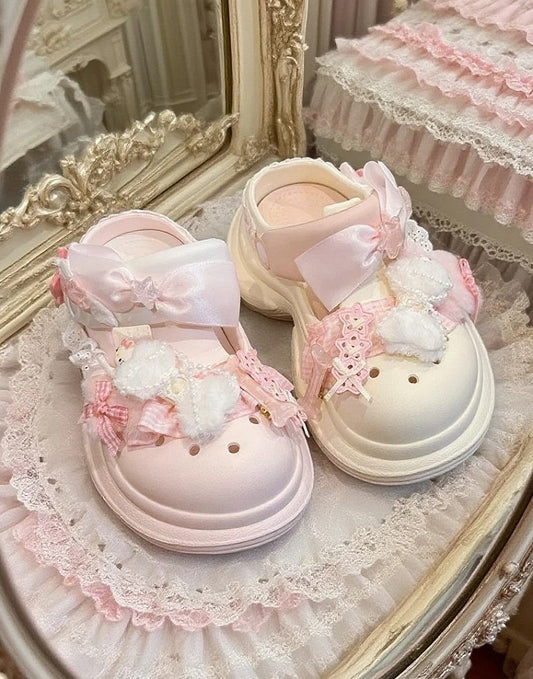 Star Bleige Details with Lolita Plush Pink Sweet Accents Crocs-style Clogs