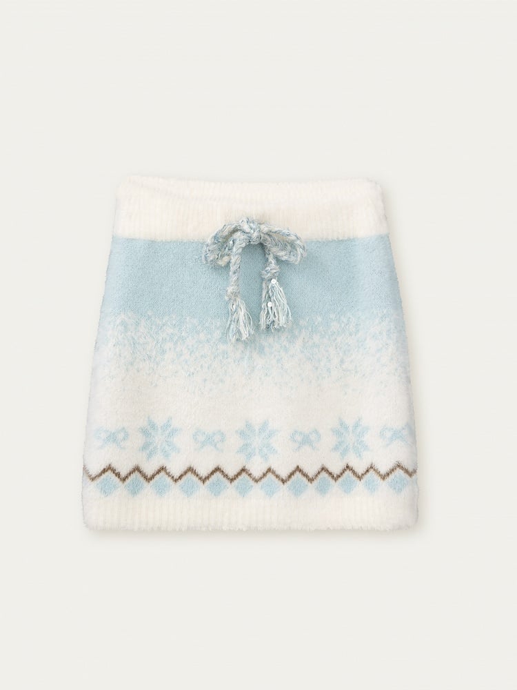 Skirt Pattern BlueWhite Kawaii Details Snowflake with