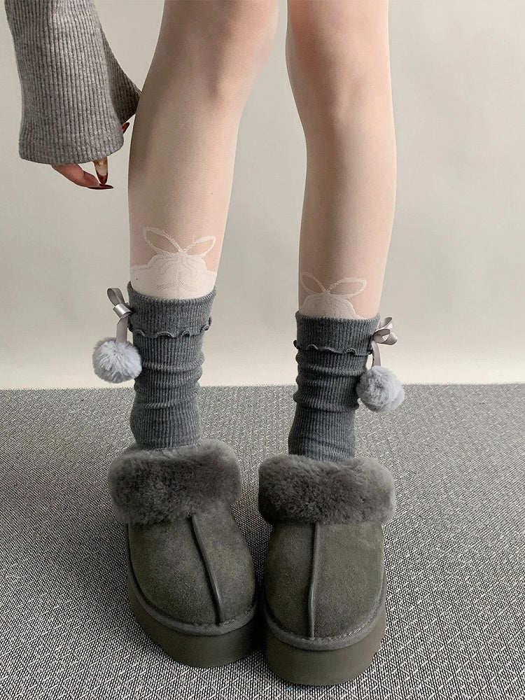Socks Ankle Bow Pom-Pom Colors) (3