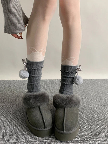 Socks Ankle Bow Pom-Pom Colors) (3