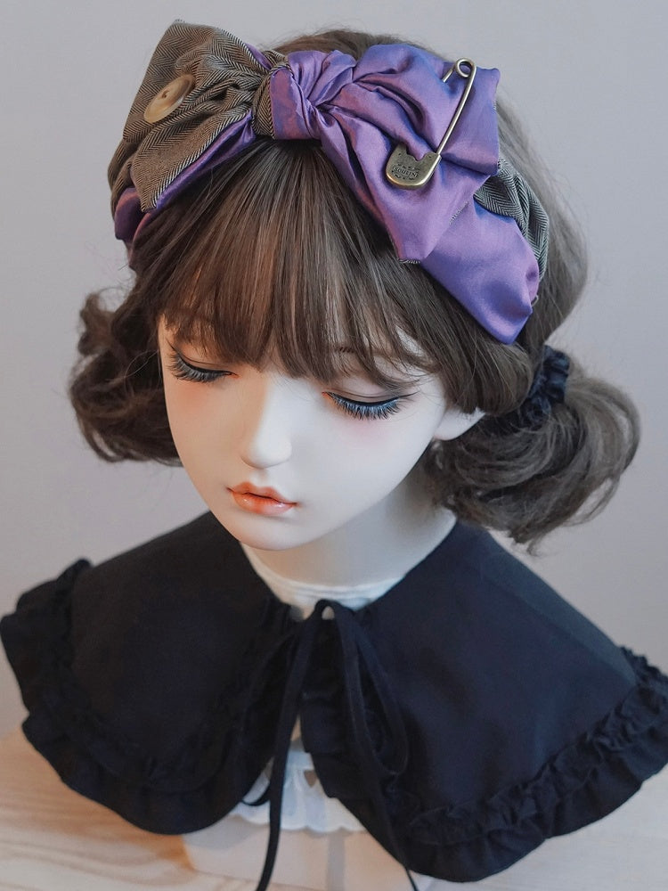 装飾ボタン ビッグKCピン＆リボン パープル