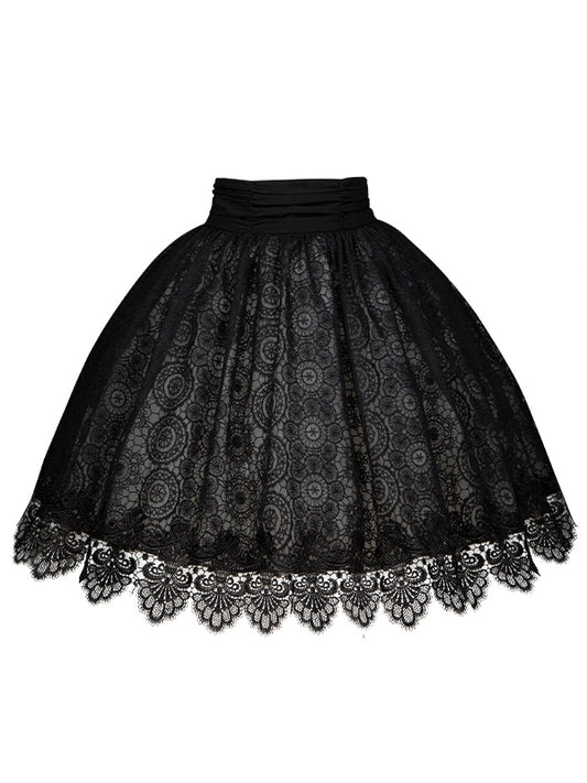 ポンポンチャーム付きブラックレースエプロン