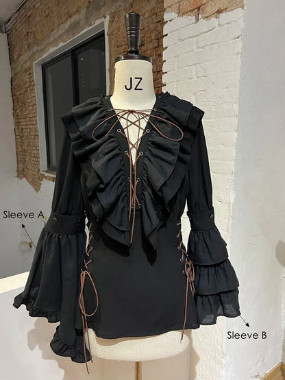 Pirate Black Options Detachable Ouji with Lolita Blouse Vibes Sleeve Two