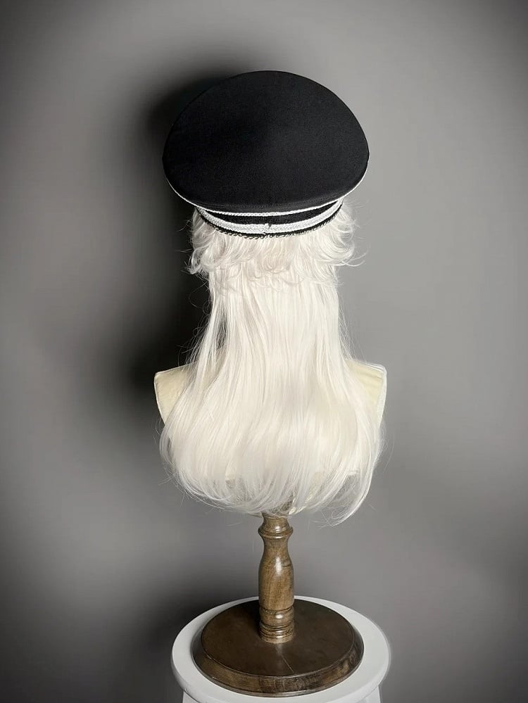 Military Lolita Chain Hat – Black & Silver, Alice Girl