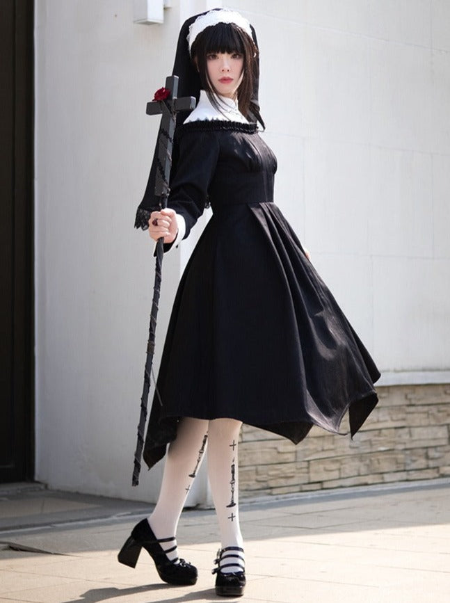 Puzzled Original Neck Dress Design Gothic