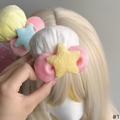 With Bowknot Lolita Sweet Star Fluffy Options Chef Hairclip Color Small-sized 2