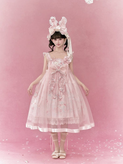 Sweet Pink Lolita Bow Waist Belt - Yimu Walnut