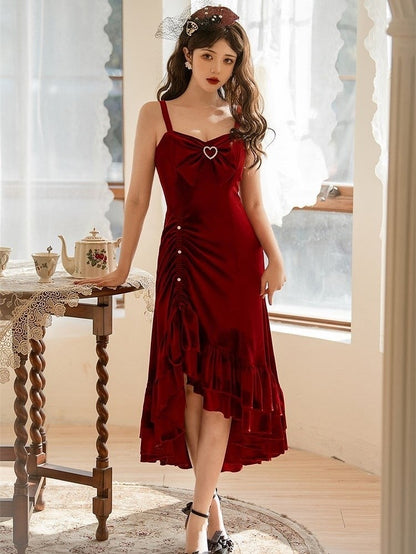 with Dress Elegant Accents Button Classic Red Mermaid Bead Lolita