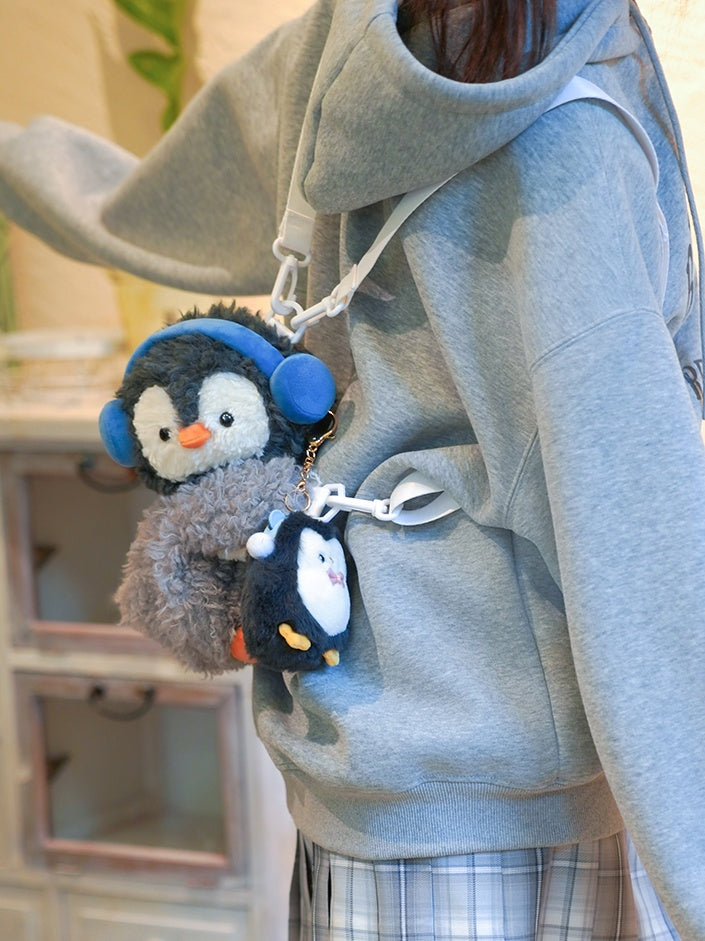Grey Cute Penguin Plush Backpack Crossbody Bag Small/Middle/Large Size