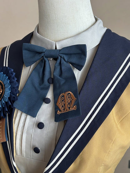 Lolita Bow Tie Dark Blue Yellow Embroidery - LilyVow