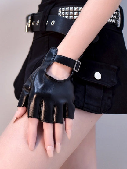 Cyberpunk Buckle Schwarz/Weiß/SchwarzWeiß Fingerhandschuhe