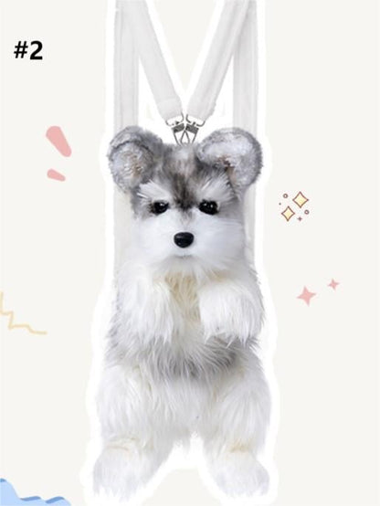 Dog Options 2 Plush Backpack/Crossbody Realistic Bag