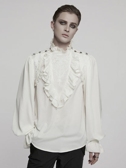 Shirt Pullover Men's Gothic White Glamorous