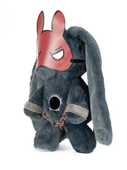 A Two Plush Bunny Guro Crying Masks Detachable Gray Kawaii with Bag Canvas