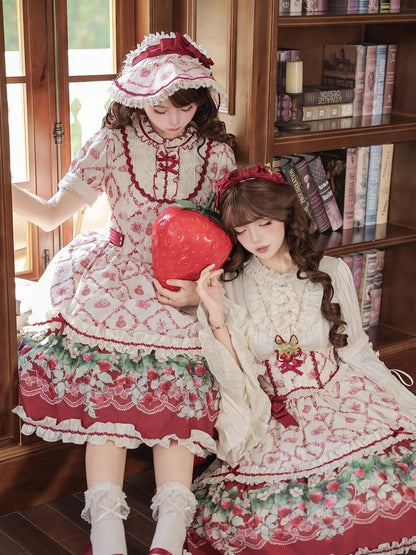 Red & White Bowknot Bonnet Headpiece - Currant
