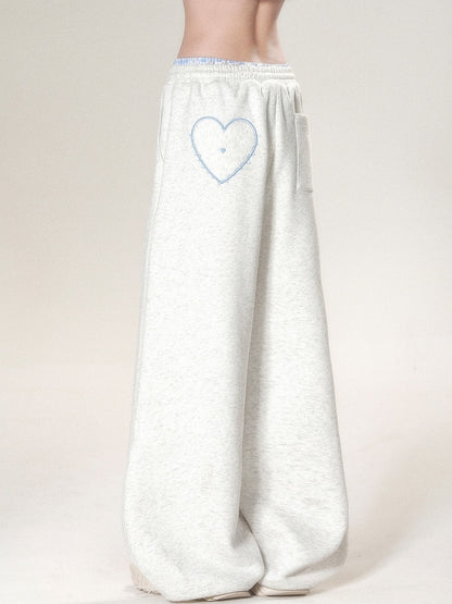 Stickerei Hell Weites Bein Grau Und Schnitt Buchstabenhose Trim Herz Spitze