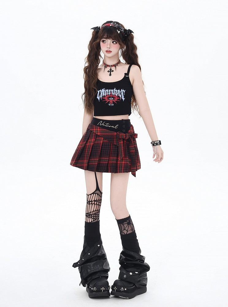 Gothic Black/White Letter Print Glamorous Cropped Cami Top