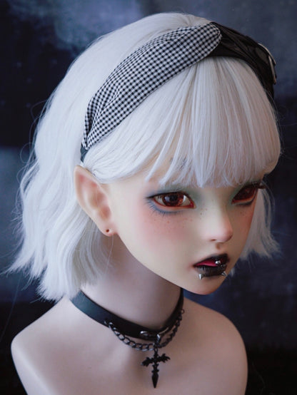 Pattern Heart Plaid Gothic With KC Double Decorated Buckles Black