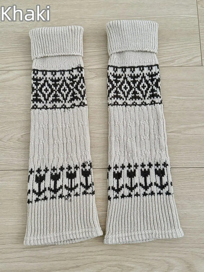 Fair Isle Leg Nordic Colors Knit 5 Warmers -