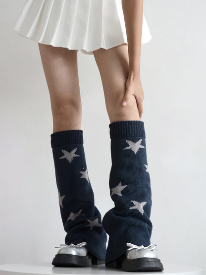 4 Colors Star Pattern Flared Knitted Leg Warmers
