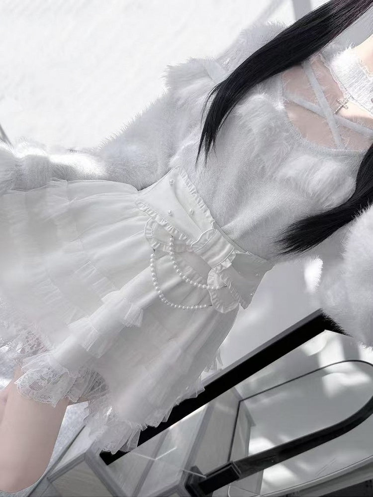 White Criss-cross with Sweater Neckline