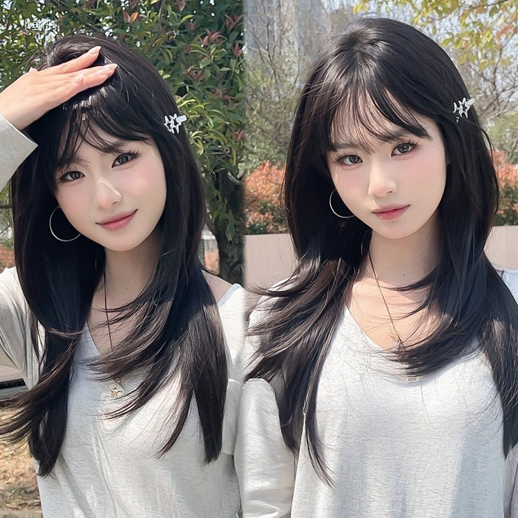 60cm ストレートエアウィッグ 前髪あり ブラック