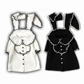 Black/White Bunny Ear Peter Pan Collar Blouse with Lace - Kitty Bxllet