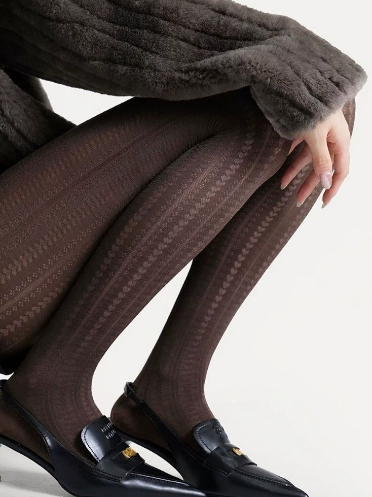 Vintage Heart Stripe Pattern Tights - ModaSwings