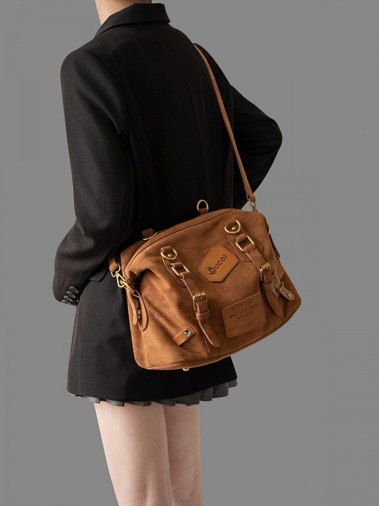 Belt Accents Vintage Brown 2-Way Backpack With
