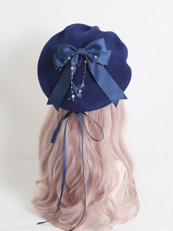 With Cute 4 Lolita Bowknot Ribbon Colors Beret