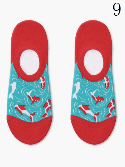 Cake/Apple/Bear/Puppy/Bowknot/Polka-dot/Striped Pattern/Floral Options Socks Ankle Colorful Print 17 With