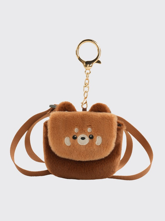 Brown Cute Red Panda-shaped Plushie Coin Purse Key Chain