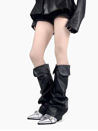 ブラック/ライトコーヒーパンクレッグウォーマー