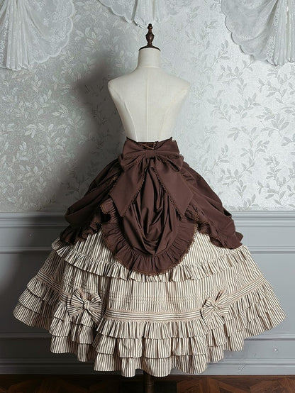Ruffled Lolita High Boned Brown with Hem Skirt Waist