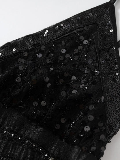 Black Double-Breasted Cami Dress with Sequin Details - NO ROMANCE