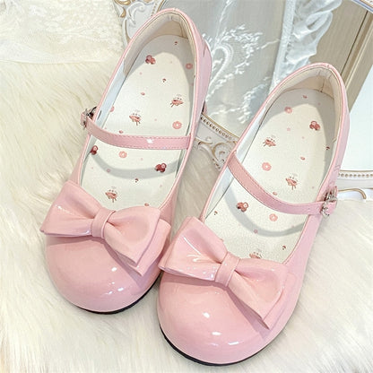 Removable Bow Shoes Pink 1cm with Style Low-heel Sweet