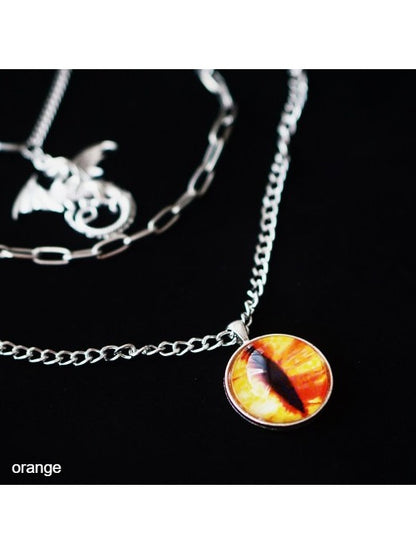Gothic Layered Necklace with Dragon Eye Pendant - Strange Sugar