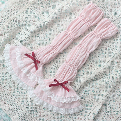 Lace Soft Pink Cuffs Ruffled Sleeves