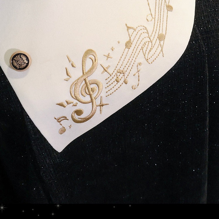 Set-Schwarz Schwarz Glitzernden Stil Ouji Waffel Preppy Mode Volle