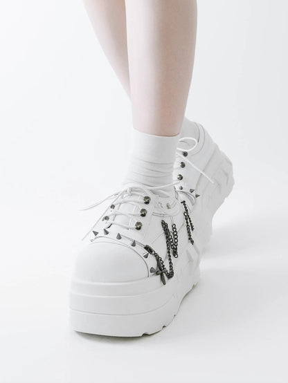 in Shoes Chain with White Punk Goth Charm Detachable Platform
